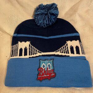 Brooklyn Cyclones Brooklyn Bridge Logo Patch Navy and Light Blue Knit Hat SGA